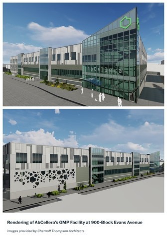 Rendering of AbCellera’s GMP Facility at 900-Block Evans Avenue. Images provided by Chernoff Thompson Architects