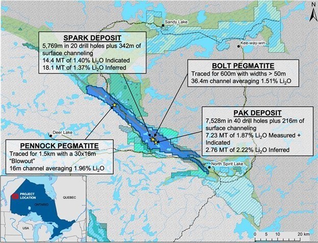 Figure 1 PAK Lithium Project Discoveries (CNW Group/Frontier Lithium Inc.)