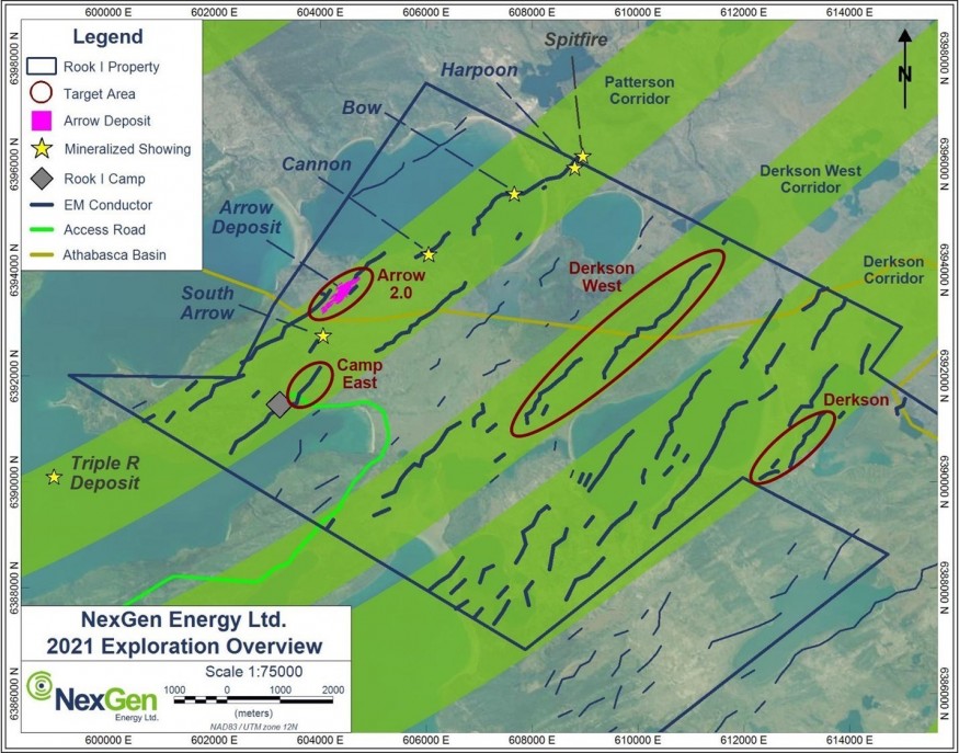 Figure 1: Rook I Property 2021 Exploration Target Areas (CNW Group/NexGen Energy Ltd.)