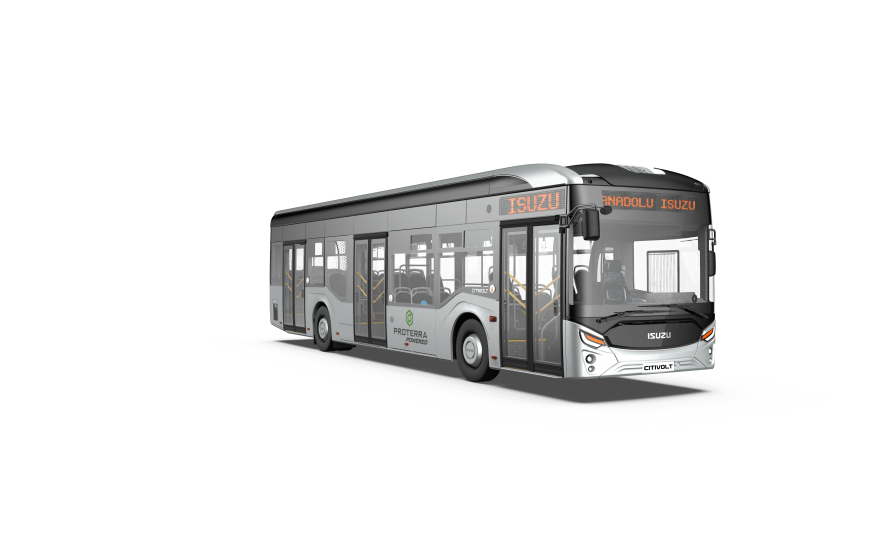 A Citi VOLT 12-meter battery-electric transit bus 