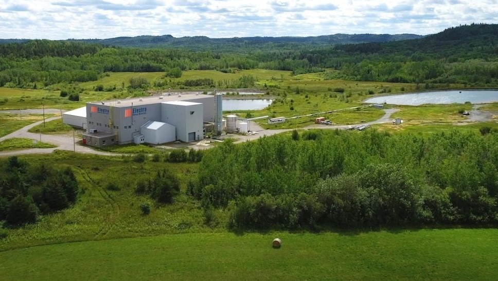 Ariel view of Electra Cobalt Refinery in Temiskaming Shores, ON
