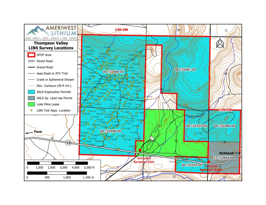Figure 1 Ameriwest Lithium Thompson Valley Claim Area