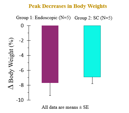 Peak Decreases in Body Weights