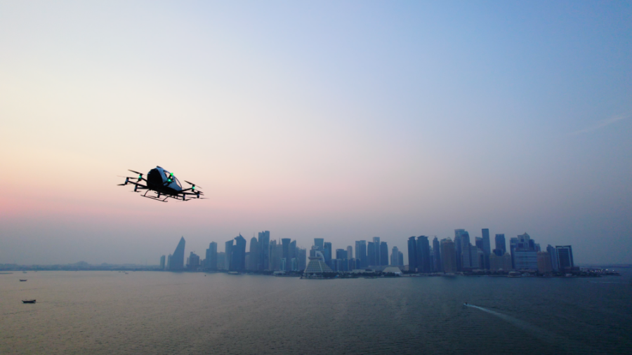 EHang EH216-S Conducts First Urban Human-Carrying Pilotless eVTOL Flights in the Middle East, Partnering with Qatar’s Ministry of Transport Green Stock News