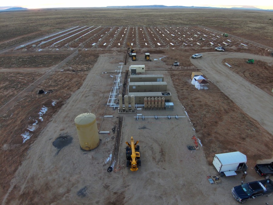 The processing equipment and solar panels are beginning to arrive at the McCauley Helium Processing Facility and the final electrical and tie-in piping can be run over the next few weeks. (CNW Group/Desert Mountain Energy Corp.)