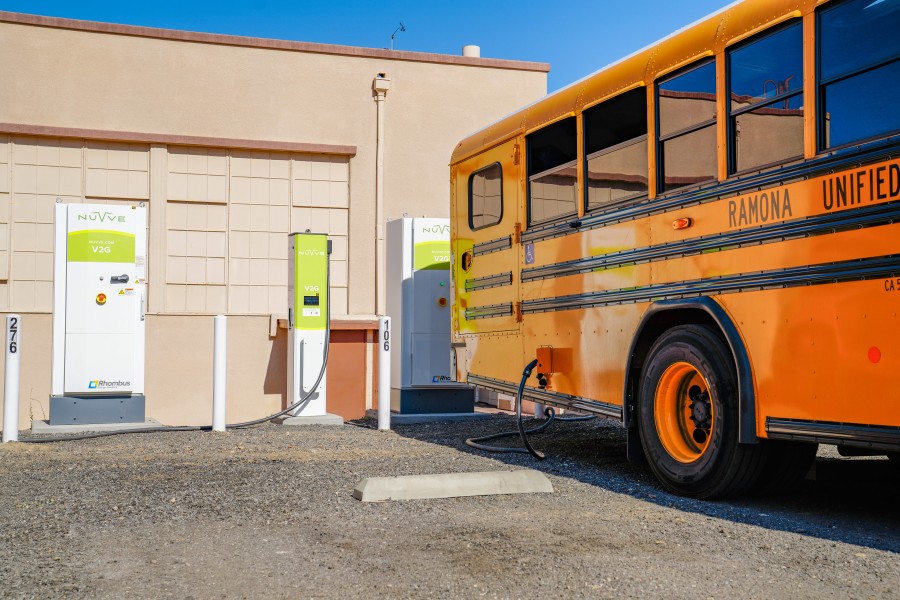 Nuvve, a world leader in vehicle-to-grid (V2G) technology, is now combining the excess electricity in eight electric school bus batteries in the rural Ramona Unified School District in eastern San Diego County and exporting it to the grid during emergencies. Nuvve is committed to making the grid more resilient, enhancing sustainable transportation and supporting energy equity in an electrified world.