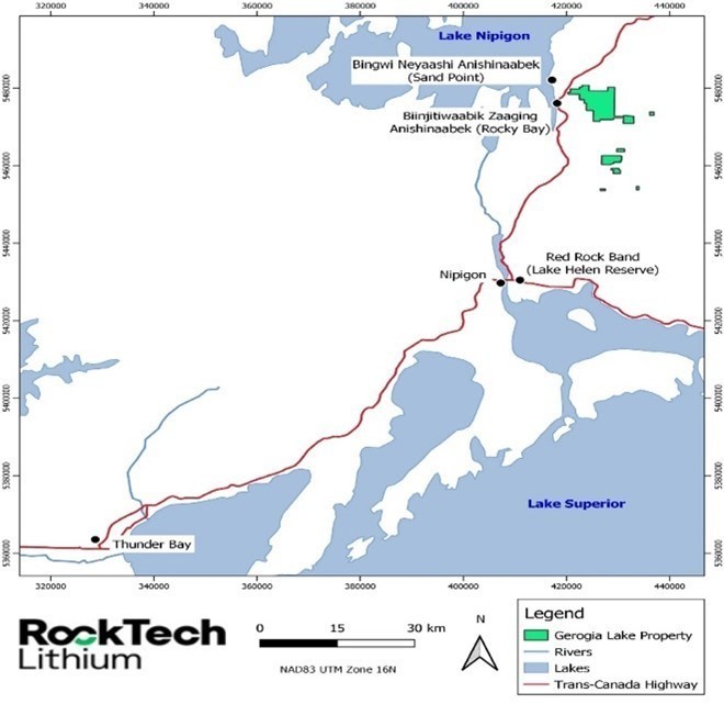 Figure 1. Georgia Lake Project Map (CNW Group/Rock Tech Lithium Inc.)
