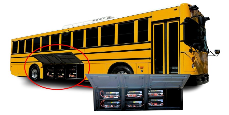 The GreenPower Mega BEAST has the longest range and biggest battery pack in the school bus market.