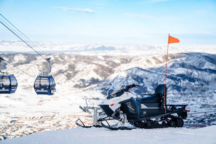 A Taiga Nomad electric snowmobile at Steamboat Ski Resort, an Alterra Company destination (CNW Group/Taiga Motors Corporation)